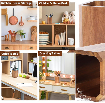 Kitchen Utensils Holder for Countertop: Wooden Utensil Crocks - Cooking Spoons Organizer