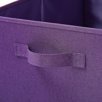 HOONEX Storage Bins with Lids for Organizing, Pack of 2, Storage Boxes with 2 Carry Handles and Sturdy Heavy Cardboard, 16.5" L x 11.8" W x 7.5" H for Shoes, Books, Clothes, Nursery, Dark Purple