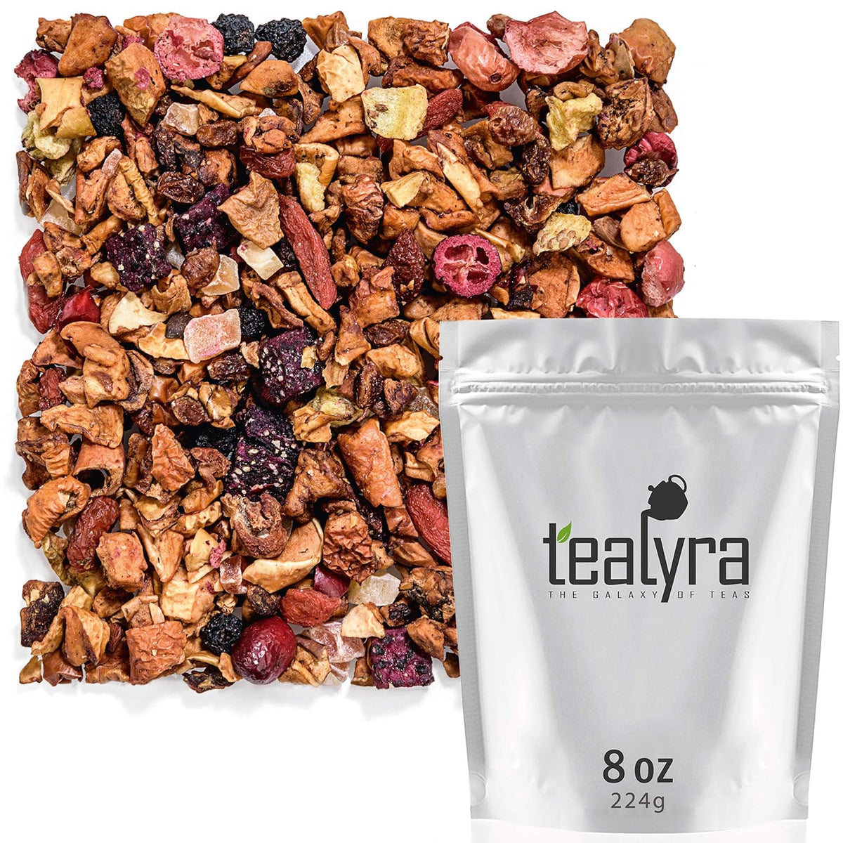 Tealyra - Tropical Harvest - Dragon Fruit - Sea Buckthorn - Goji - Pineapple - Cranberry - Fruity Herbal Loose Leaf Tea - Caffeine Free - Hot or Iced - 224g (8-ounce)
