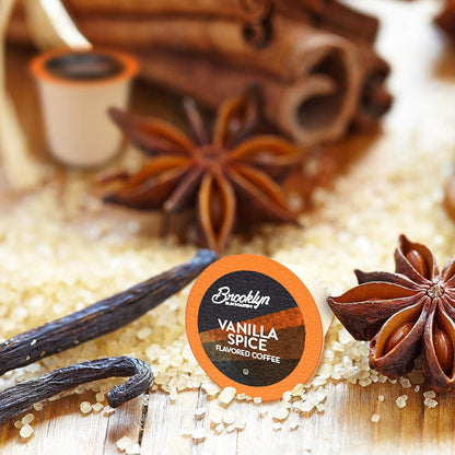 Brooklyn Beans Roastery Vanilla Spice Flavored Coffee Pods - Compatible with Keurig K Cup Brewers Including 2.0 Machines, 40 Count