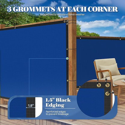 ECOOPTS 4'x184' Privacy Fence Screen Windscreen with Copper Grommets, Fit for Commercial Fence and Residential Garden Outdoor 90% UV Blockage, Cable Zip Ties Included (Blue)