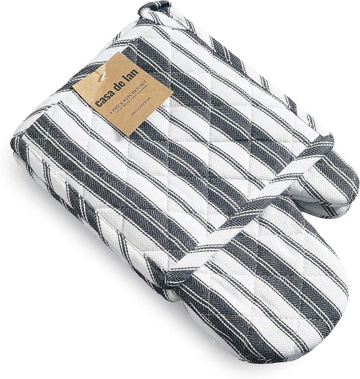 Oven Mitt & Potholder Set - Durable Heat Resistant Gloves - Thick Mittens for Kitchen - Suitable for Cooking, Baking, Grilling