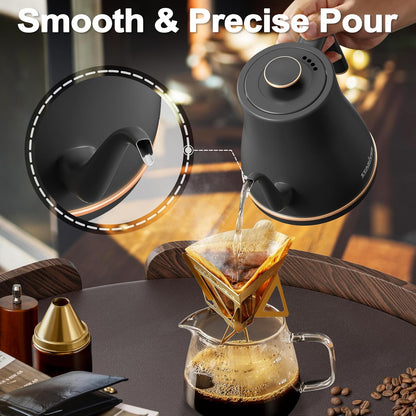 Stariver Gooseneck Electric Kettle, 0.8L Electric Tea Kettle Tea Pot, Pour Over Coffee Kettle with Stainless Steel Inner Lid & Bottom