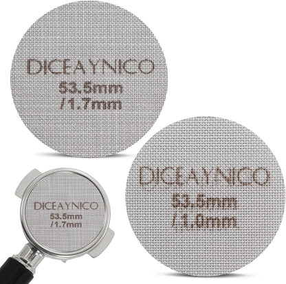 2 Pieces Espresso Puck Screen,Metal Coffee Filter,1.0mm & 1.7mm Thickness 150μm - 316 Stainless Steel,Reusable Barista Espresso Filters for Espresso 53.5mm Portafilter Filter Basket