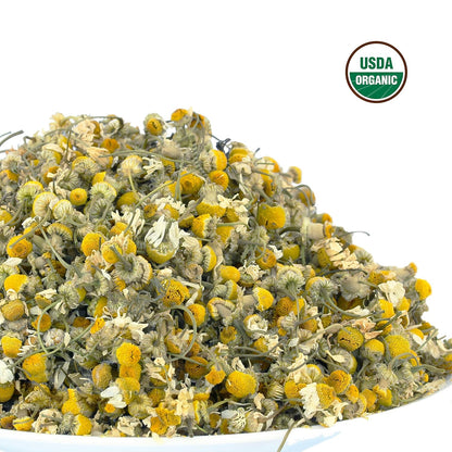Chamomile Tea 1LB (16Oz) 100% Certified Organic (USDA seal) Chamomile Flowers Herbal Tea (Matricaria Chamomilla) in 1 lb Bulk Kraft BPA free