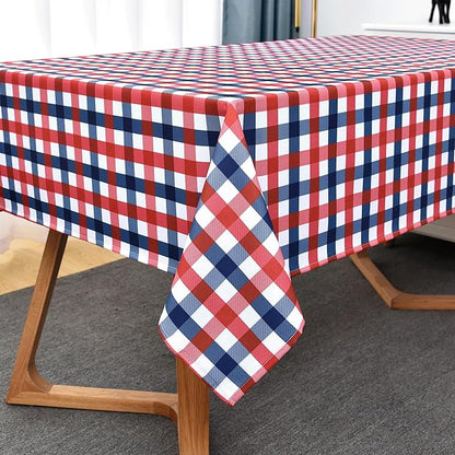Waterproof Plaid Tablecloth Fabric - Square 58x58 Inch Classic Gingham Checker Table Cloth for Indoor/Outdoor Use - Buffalo Table Cover for Picnics, BBQs, and Parties