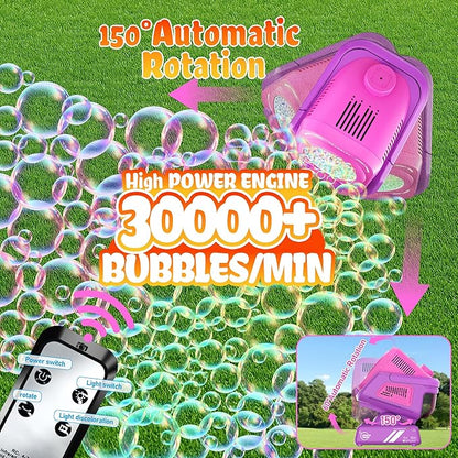 Bubble Machine,Bubble Maker for Party,Outdoor Toys for Kids,Rechargeable/with Remote Control / 7 Color RGB Lights,Wedding Birthday Party, Summer Activities Bubble Blower Gift for Boys & Girls