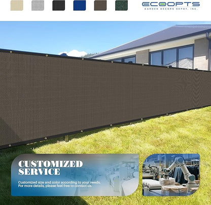 ECOOPTS 4'x156' Privacy Fence Screen Windscreen with Copper Grommets, Fit for Commercial Fence and Residential Garden Outdoor 90% UV Blockage, Cable Zip Ties Included (Brown)