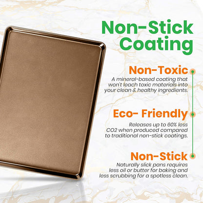 NutriChef 2-Piece Nonstick XL Cookie Sheets for Baking - 22" x 16" Extra Large Carbon Steel Oven Baking Trays - Non Stick Coating