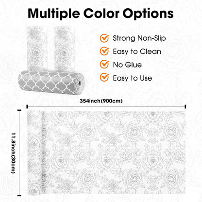 Drawer and Shelf Liner for Kitchen Cabinets Non-Adhesive, Non-Slip Cabinet Liner Shelf Paper Strong Grip Waterproof Easy to Clean for Kitchen Shelves Cupboard, Flower,12IN X 30FT
