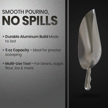 Rattleware 5 oz Aluminum Scoop – Multifunctional, Lightweight Measuring and Pouring Tool for Coffee Beans, Flour, Sugar, Ice, Pet Food