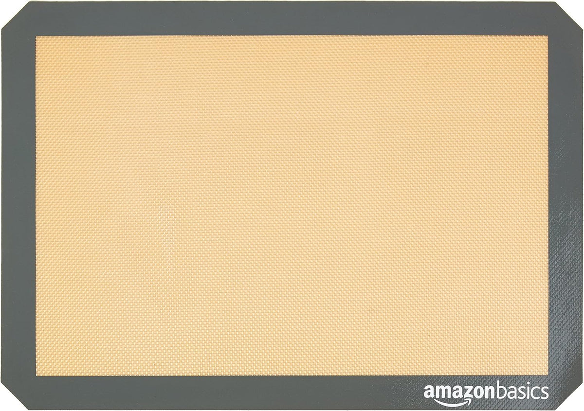Silicone Rectangular Baking Mat, Non-Stick Reusable Oven Bakeware, 16.5" x 11.6", New Beige/Gray, Pack of 2