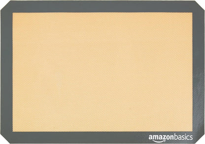 Silicone Rectangular Baking Mat, Non-Stick Reusable Oven Bakeware, 16.5" x 11.6", New Beige/Gray, Pack of 2