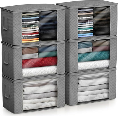 Sorbus Foldable Storage Bag Organizers, Large Clear Window & Carry Handles, Great for Clothes, Blankets, Closets, Bedrooms, and more