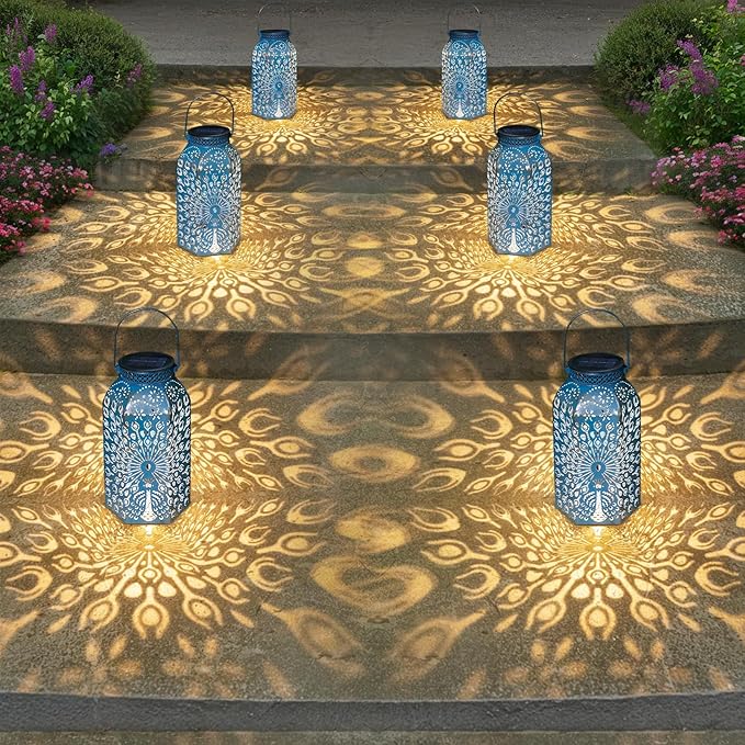 Garden Gifts for Women Solar Lanterns Outdoor Waterproof Peacock Garden Gifts Mom, Big Solar Lights, Garden Decor, Yard Art, Mothers' Day Birthday Gifts Grandma Grandpa(2Pack, Blue Gold