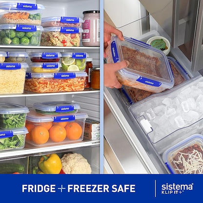 Sistema KLIP IT+ Large 7.5L Rectangle Food Storage Container, Stackable & Airtight Food Box with Lid, Dishwasher, Freezer, & Microwave-Safe, BPA-Free