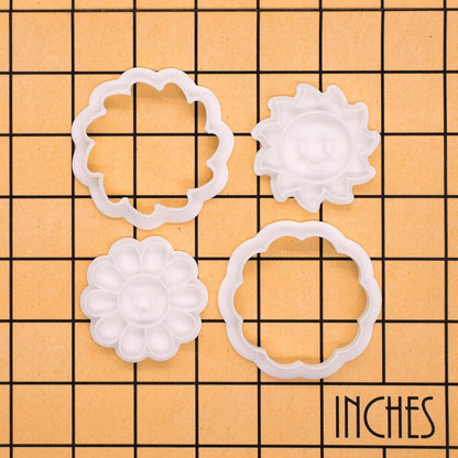 Bakerlogy Happy Days - Mini 2" Cookie Cutter & Stamp Set - Happy Daisy & Happy Sun Design for Easter, Summer & Spring Cookies