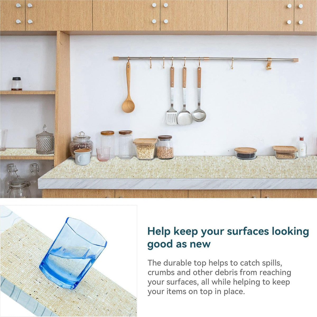 Shelf Liner Non Adhesive, 12 Inch x 10 Feet Cabinet Liners for Pantry Drawer Vanity, Drawer Liners Strong Grip Non Slip Waterproof, Shelf Liners for Kitchen Cabinets