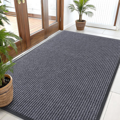OLANLY Front Door Mat Indoor Outdoor Entrance, Waterproof Heavy Duty Doormat, Fade Resistant, Low Profile, Easy Clean Patio Porch Welcome Floor Mats for Entry, 59x35, Grey