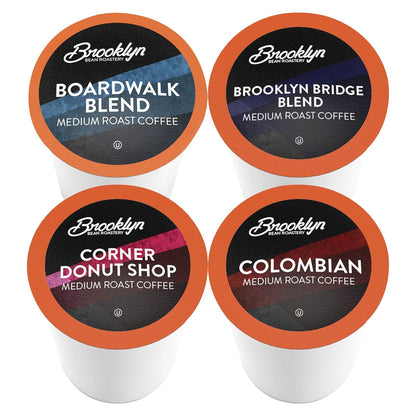 Brooklyn Beans Coffee Pods, Medium Roast Gourmet Variety Pack - Compatible with Keurig K Cup Brewers Including 2.0 Machines, 40 Count