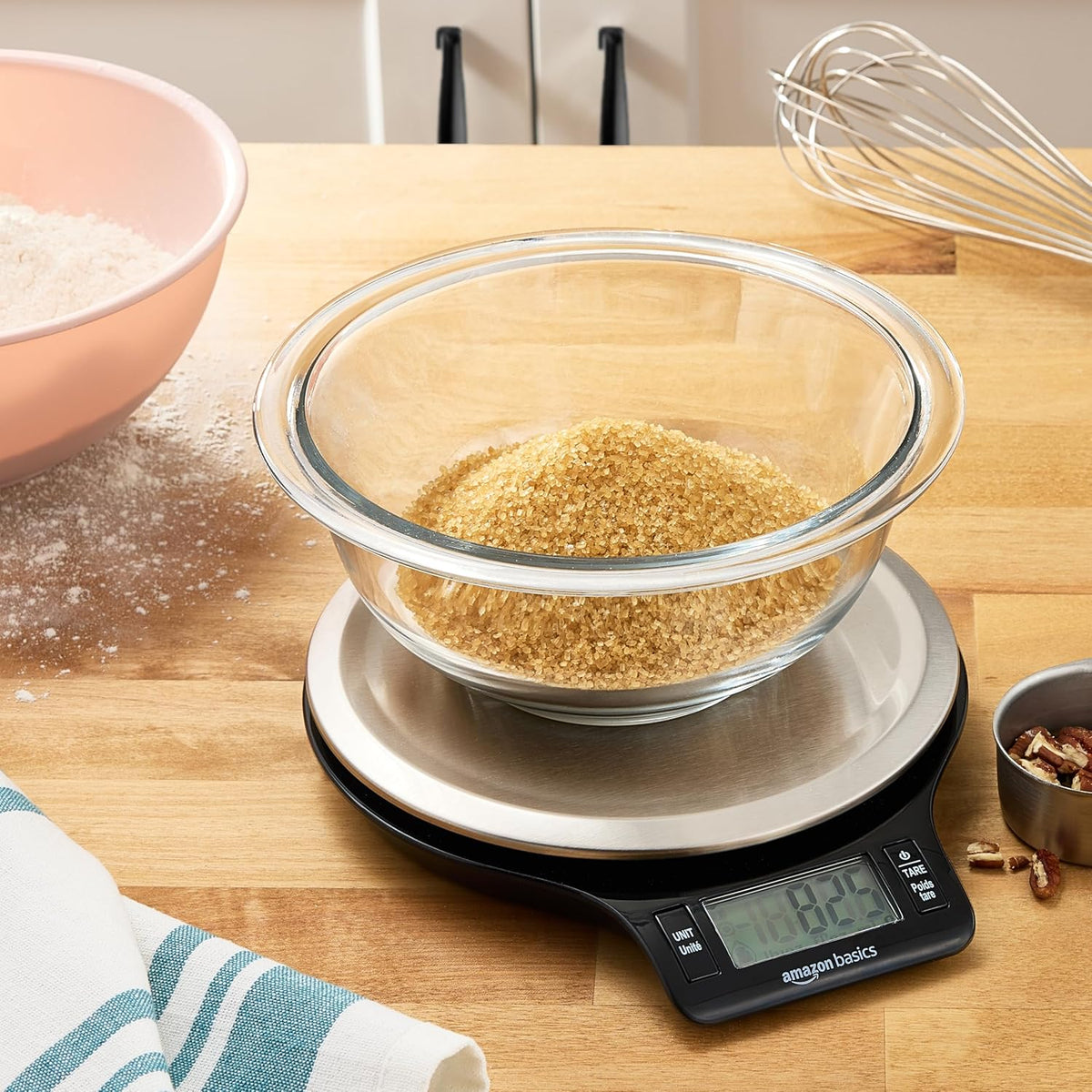 Digital Kitchen Scale with LCD Display, Batteries Included, Weighs up to 11 pounds, Black and Stainless Steel