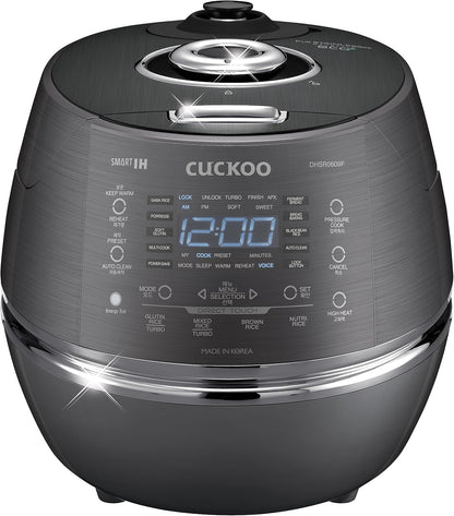 CUCKOO CRP-DHSR0609FD 6-Cup (Uncooked) / 12-Cup (Cooked) Induction Heating Pressure Rice Cooker with Nonstick Inner Pot, 21 Menu Modes, Fuzzy Logic Tech, 3 Voice Guide, Auto Clean (Dark Grey)