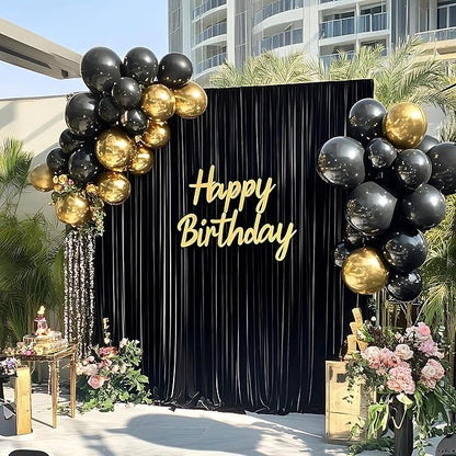 Black and Gold Balloons, 55 Pcs 12 Inch Metallic Gold Balloons Black Balloon Gold Confetti Latex Balloon for Birthday Party Graduation Decoration Baby Shower New Years Wedding Anniversary