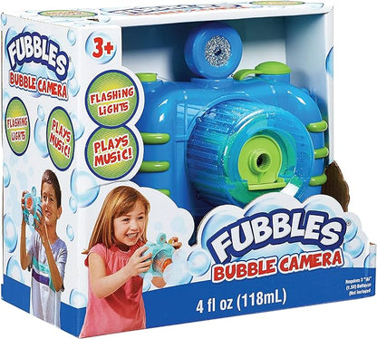 Fubbles Bubble Camera with Realistic Shutter Sound, Fun Lights and Music. Includes Premium Bubble Solution, Blue (47301E)