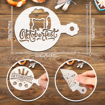 Julbear 36 Pieces Reusable Oktoberfest Cookie Cake Stencils Bavarian Style Templates Mold Tools for Oktoberfest Party Cookies Baking Painting Coffee