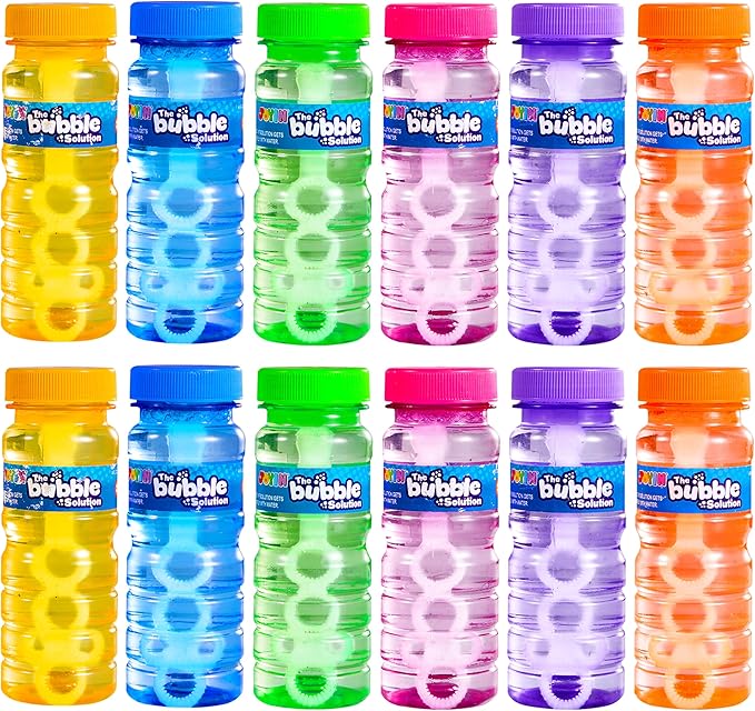 JOYIN Bubble Bottles 6/12/24/36PCS (4oz Solution), Bubbles Wand Bulk for Party Favors for Kids, Toddler Summer Outside Toys Gift for Kids (12)