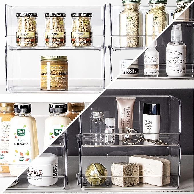 BINO | Stackable Plastic Storage Bins, Medium | THE MYRIAD COLLECTION | Multipurpose Bins | Pantry Organizers And Storage | Home Organization Containers | Clear Plastic Fridge Bin | Freezer Organizer