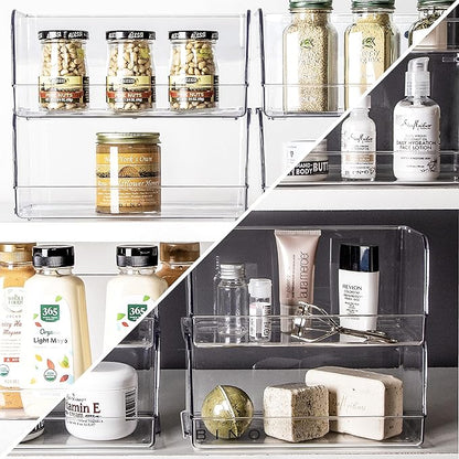 BINO | Stackable Plastic Storage Bins, Medium | THE MYRIAD COLLECTION | Multipurpose Bins | Pantry Organizers And Storage | Home Organization Containers | Clear Plastic Fridge Bin | Freezer Organizer