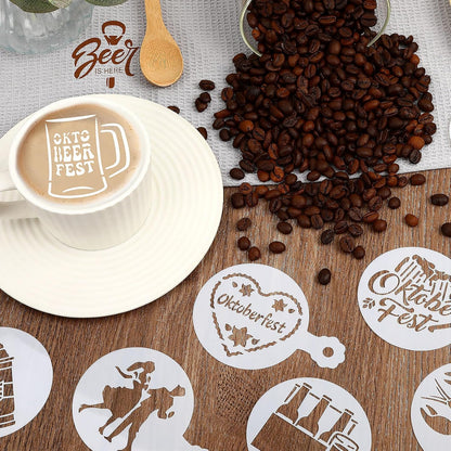 Julbear 36 Pieces Reusable Oktoberfest Cookie Cake Stencils Bavarian Style Templates Mold Tools for Oktoberfest Party Cookies Baking Painting Coffee