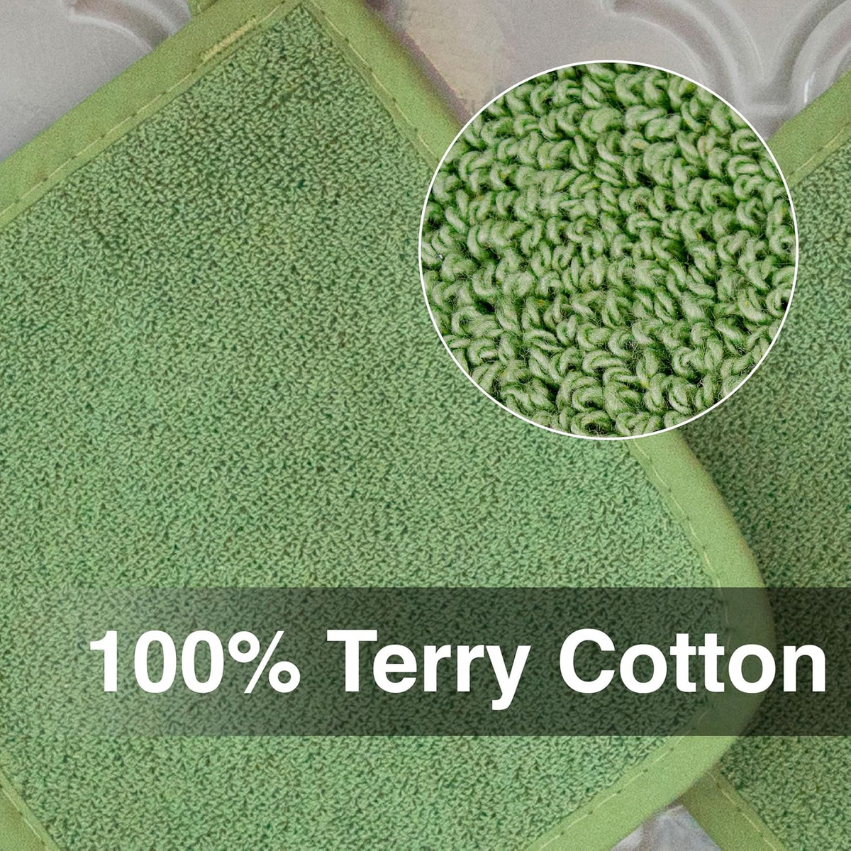 RITZ Terry Potholder & Hot Pad: Heat Resistant, Durable 100% Cotton – Ergonomically Designed for Optimal Grip, Easy-Care Machine Washable, Perfect for Your Kitchen – Cactus Green, 2-Pack