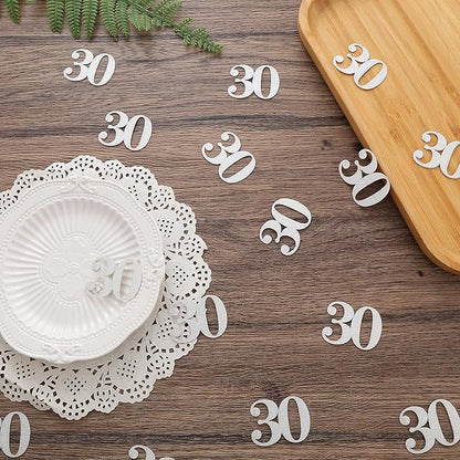 30th Happy Birthday Confetti Decorations - Number 30 Silver Glitter Table Confetti for 30th Birthday, 30th Anniversary Wedding Party Supplies