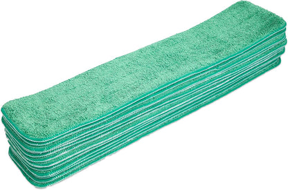 Arkwright Spray Mop Replacement Pads - (Case of 120) Bulk Microfiber Flat Dry and Wet Refill Mop Pads Floor Cleaning, Compatible with Bona and Rubbermaid, Fits All Mop Heads, 24 in, Green