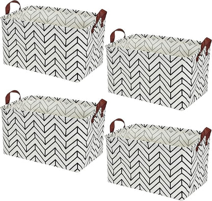 Kingrol 4 Pack Foldable Storage Baskets with Handles, Waterproof Storage Bins for Home, Office, Nursery, Laundry Organizers, 15 x 10.25 x 9.75 Inch
