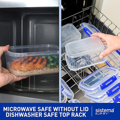 Sistema KLIP IT+ Large 7.5L Rectangle Food Storage Container, Stackable & Airtight Food Box with Lid, Dishwasher, Freezer, & Microwave-Safe, BPA-Free