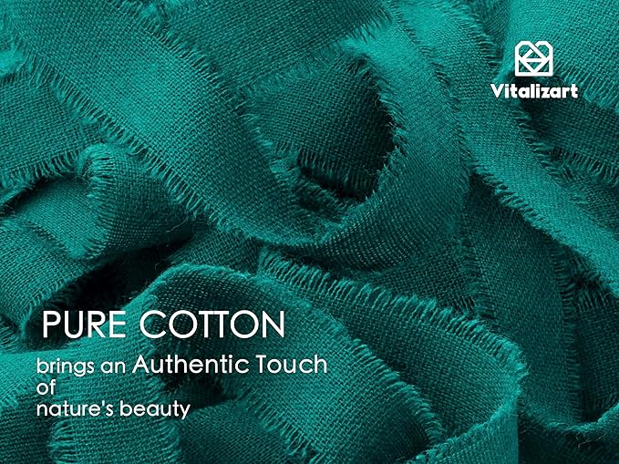 Vitalizart Green Cotton Ribbon Handmade Fringe 5/8" x 21 Yd Dark Green Pure Natural Cotton Ribbons for Gift Wrapping Wedding Invites Bridal Shower Bouquets Holiday Decor