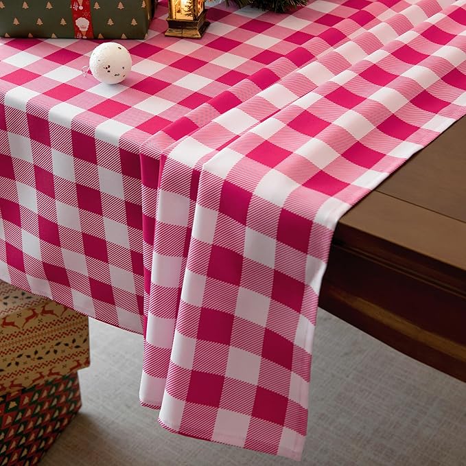 Classic Gingham Buffalo Tablecloth Fabric - Oblong 90x132 Inch Water Proof Checkered Table Cloth for Indoor Outdoor - Table Cover for Birthday, Picnics, BBQs, and Parties