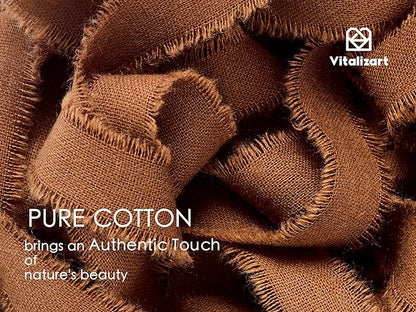 Vitalizart Fall Ribbon Cotton Handmade Fringe 5/8" x 21 Yd Terracotta Pure Natural Cotton Ribbons for Gift Wrapping Wedding Invites Bridal Shower Bouquets Holiday Decor