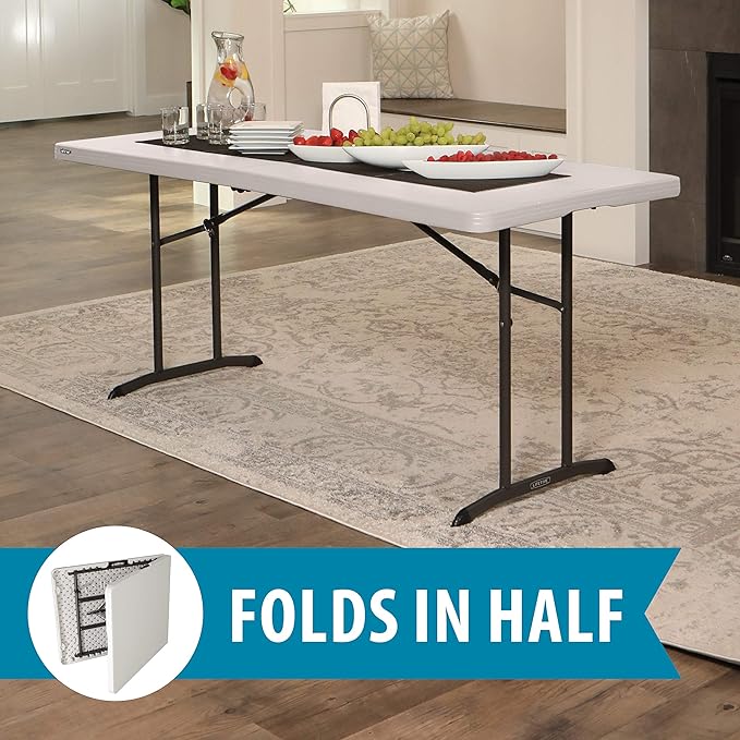 LIFETIME Commercial Fold-in-Half Table, 6-Foot, Almond