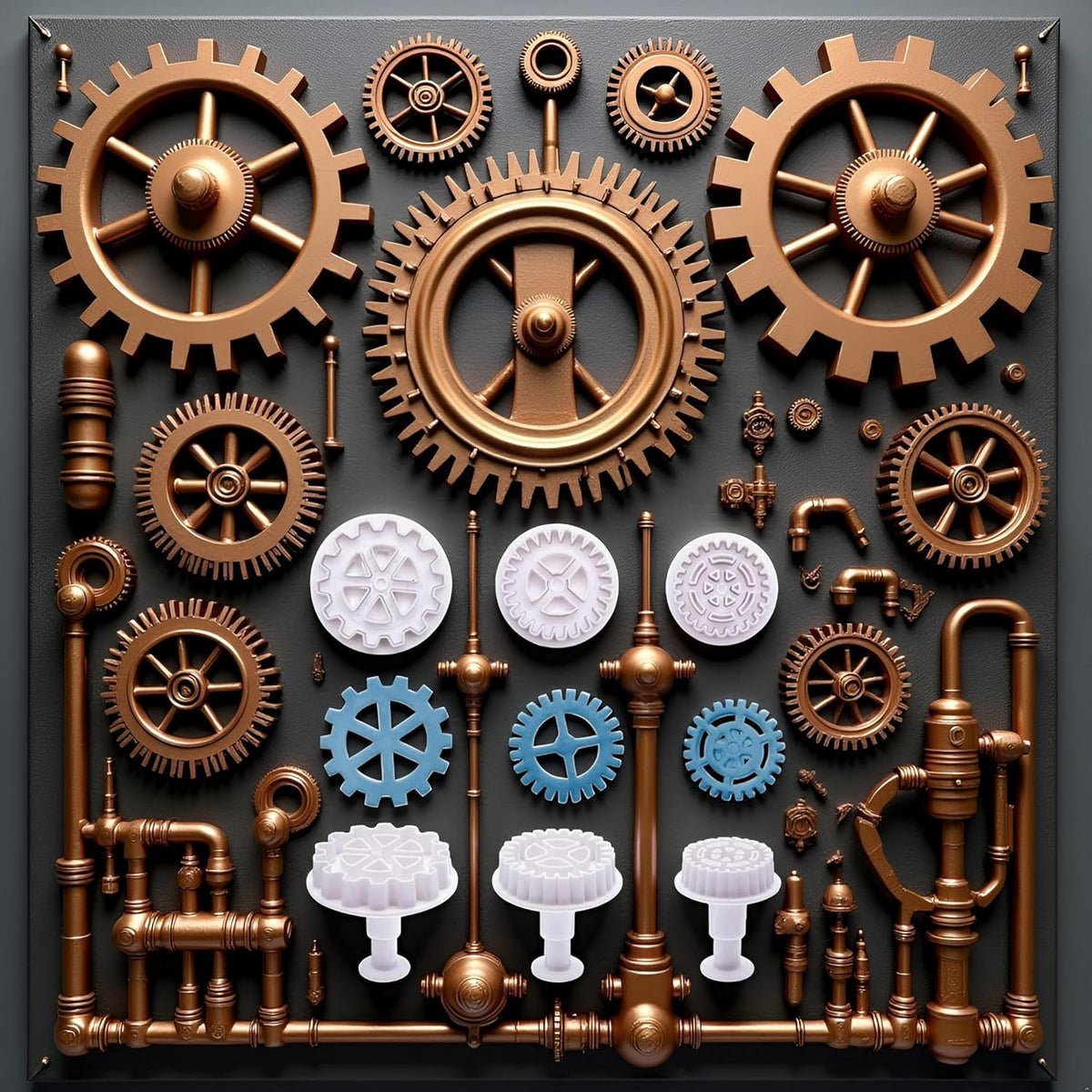 3Pcs White Gear Cookie Cutters, Steampunk Cogs Plunger Mold, 3D Gear Cookie Stamp Mold