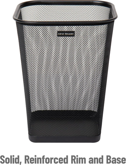 Mind Reader Mesh Trash Can, Waste Paper Basket, Square, Office, Metal Mesh, 9.75"L x 9.75"W x 12.25"H, Set of 2, Black