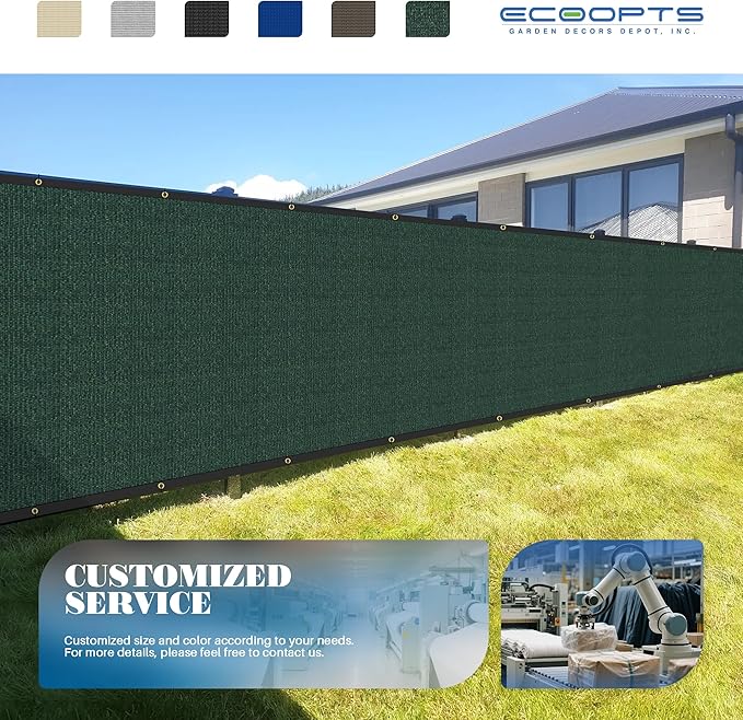 ECOOPTS 4'x160' Privacy Fence Screen Windscreen with Copper Grommets, Fit for Commercial Fence and Residential Garden Outdoor 90% UV Blockage, Cable Zip Ties Included (Green)