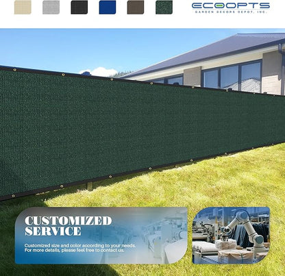 ECOOPTS 4'x142' Privacy Fence Screen Windscreen with Copper Grommets, Fit for Commercial Fence and Residential Garden Outdoor 90% UV Blockage, Cable Zip Ties Included (Green)