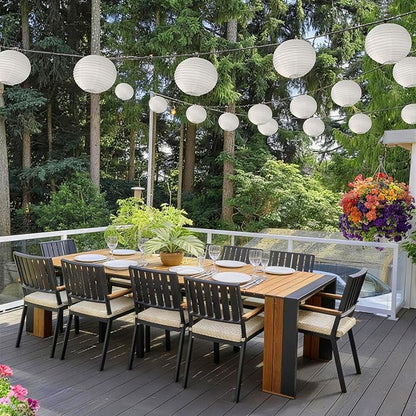 KNONEW 8 Packs 12'' White Silk Outdoor Lanterns Decorative Party Hanging Chinese Japanese Waterprooof Round Lantern for Weddings, Birthdays, Parties Decoration (No Light Bulbs Included)