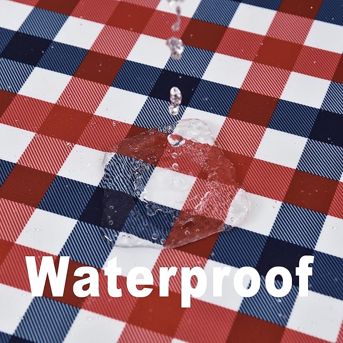 4th of July Checkered Tablecloth Fabric - Rectangle 58x84 Inch Classic Gingham Patriotic Party Table Cloth for Indoor/Outdoor Use - Independence Day Memorial Day Washable Table Cover