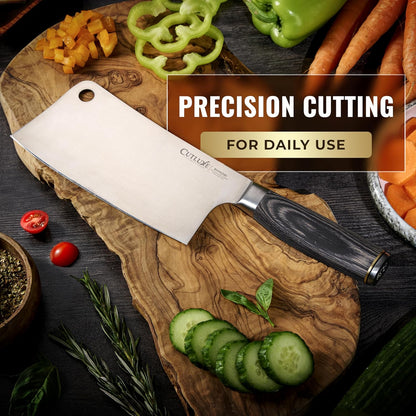 Cutluxe Meat Cleaver Knife – Ultra Sharp 7" Meat Cleaver, Butcher Knife, High Carbon Stainless Steel Blade, Full Tang Pakkawood Handle