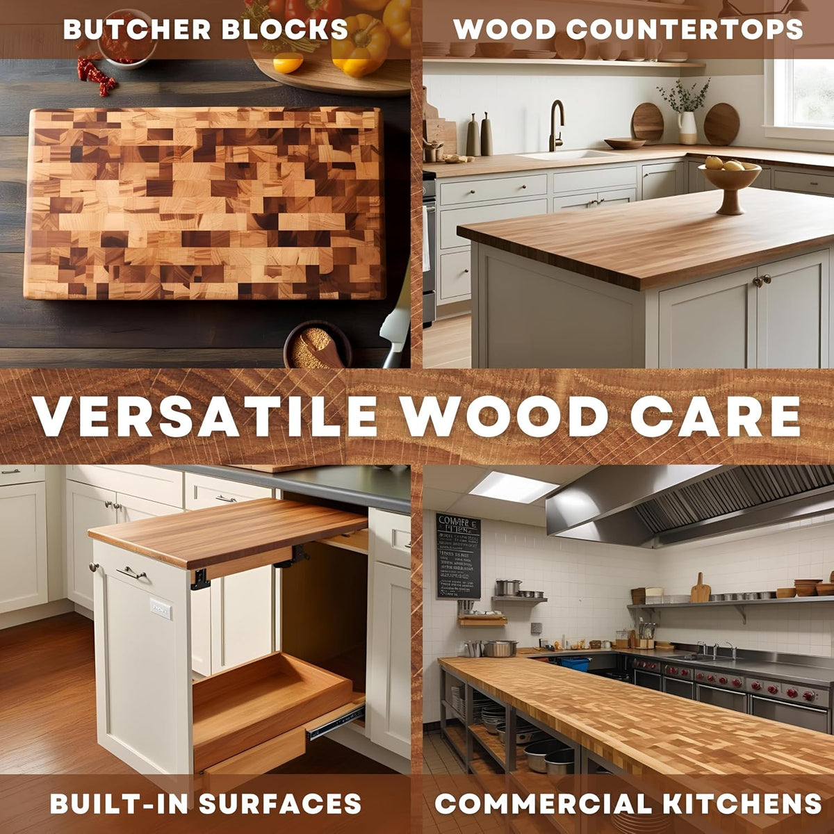 Butcher Block Ultimate Care Kit - Includes Cutting Board Oil, Wax, Wood Spray Cleaner, Bench Scraper, LG Applicator, 3 Cloths